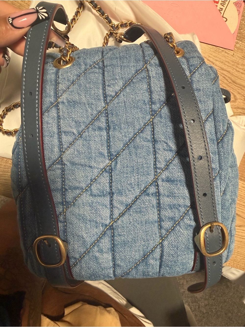 COACH Quilted Denim Tabby Small Backpack - Picture 13 of 14